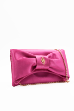 Yulia Fuchsia Satin Detailed Women's Hand And Shoulder Bag - Image 3