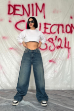 Wide Leg Jeans - Navy Blue