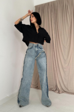 Side Slit Jeans Trousers