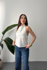 Σέξι Κομψή Επίσημη Εξώπλατη Μπλούζα - Image 3