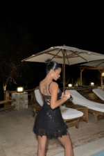 Midnight Sparkle Γυναικείο Mini Φόρεμα με Παγιέτες - Image 3