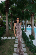 Wild Muse Γυναικείο Maxi Φόρεμα Leopard Halter - Image 2