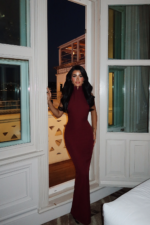 Bordeaux Allure Γυναικείο Maxi Φόρεμα Halter - Image 2
