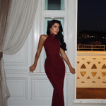 Bordeaux Allure Γυναικείο Maxi Φόρεμα Halter