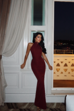 Bordeaux Allure Γυναικείο Maxi Φόρεμα Halter