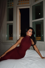 Bordeaux Allure Γυναικείο Maxi Φόρεμα Halter - Image 4