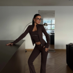 Ariel Γυναικείο Αθλητικό Σετ Καφέ Slim Fit Αθλητικό