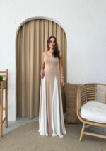 Σέξι Κομψό Μάξι Φόρεμα Με Λεπτή Ράντα - Image 3
