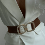 Women's Elastic Belt With Pearl Buckle
