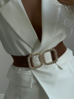 Women's Elastic Belt With Pearl Buckle