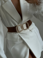 Women's Elastic Belt With Pearl Buckle - Image 3
