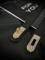 Women's Thin Elastic Belt With Lock Buckle And Stones