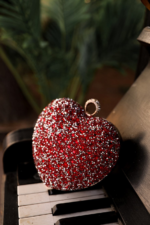 Heart Evening Dress Bag - Claret Red - Image 3