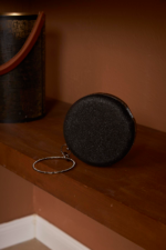 Round Glitter Detail Bag - Black