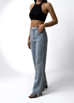 High Waist Loose Fit Light Blue Jeans Pants - Image 2
