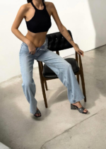 High Waist Loose Fit Light Blue Jeans Pants