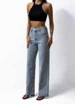 High Waist Loose Fit Light Blue Jeans Pants - Image 5