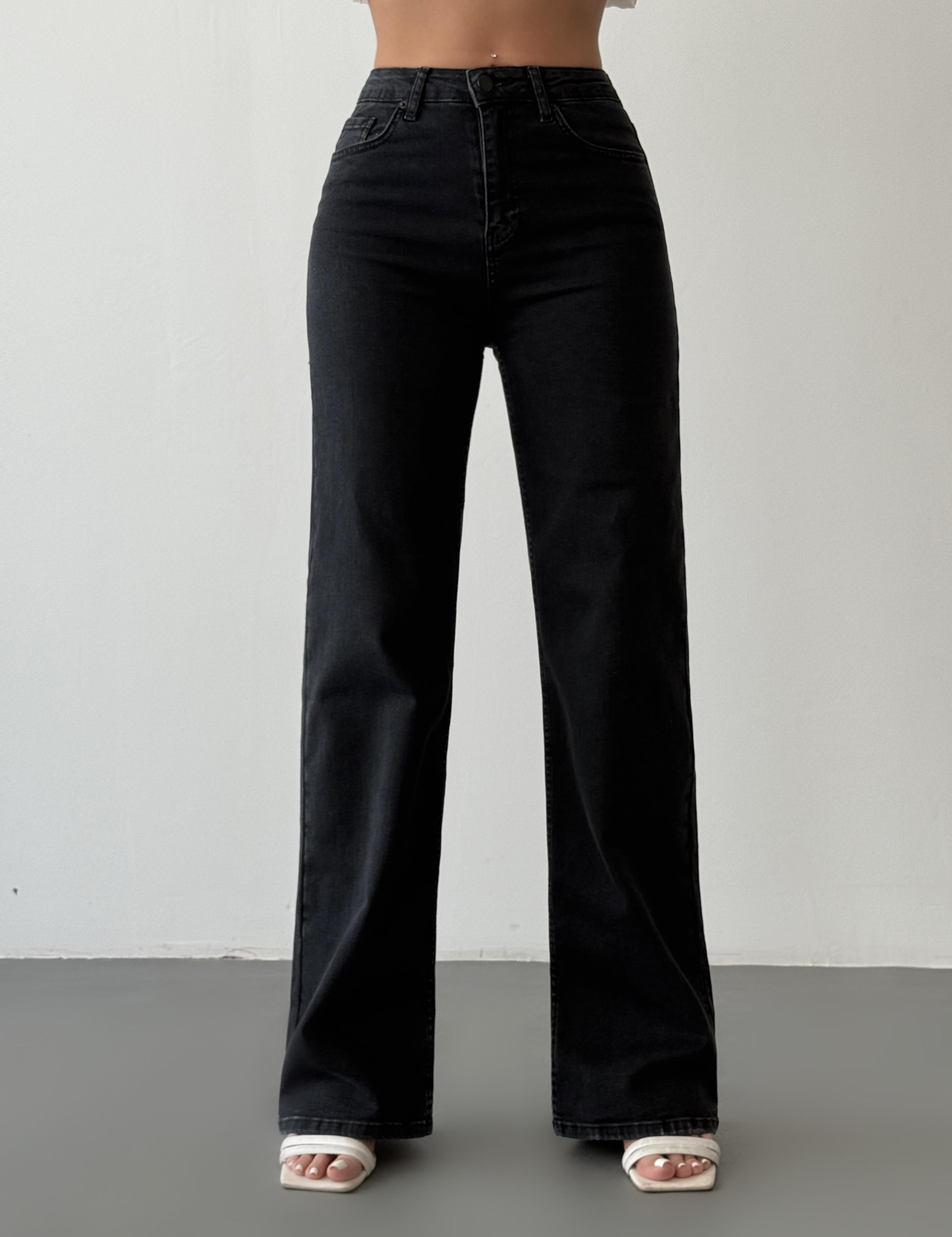 LAC10352 Black Jeans High Waist Bootcut Flare Leg - Image 1