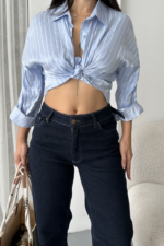 Blue High Waist Jeans With Wide Leg - Image 3