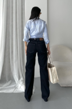 Blue High Waist Jeans With Wide Leg - Image 5