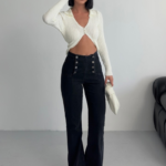 High Waist Mom Jeans With Flare Leg
