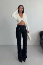 High Waist Mom Jeans With Flare Leg
