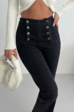 High Waist Mom Jeans With Flare Leg - Image 4