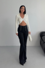 High Waist Mom Jeans With Flare Leg - Image 5