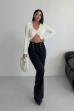High Waist Mom Jeans With Flare Leg - Image 6