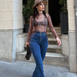 Blue High Waist Jeans With Flare Leg