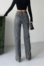 Checkered Jeans With High Waist And Patch Pocke - Image 3