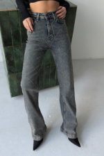 Checkered Jeans With High Waist And Patch Pocke - Image 4