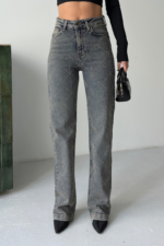 Checkered Jeans With High Waist And Patch Pocke - Image 5