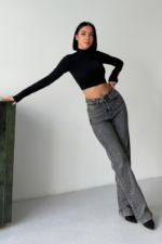 Checkered Jeans With High Waist And Patch Pocke - Image 6