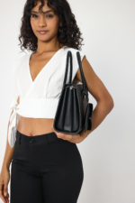 Τσάντα Ωμου Elena Black Flotr Pattern - Image 3