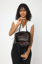 Τσάντα Ωμου Elena Black Flotr Pattern - Image 4