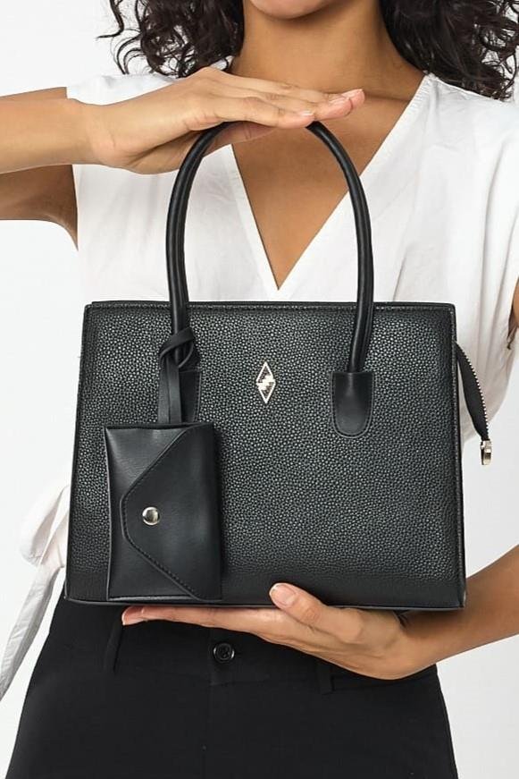 ARO10219 Τσάντα Ωμου Elena Black Flotr Pattern - Image 1