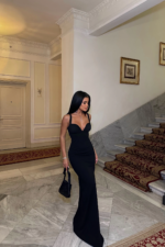 Midnight Elegance Γυναικείο Maxi Φόρεμα με Τιράντες - Image 3