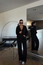 Luxe Γυναικείο Αθλητικό Σετ με Κουκούλα με Φαρδιά Γραμμή Jogger