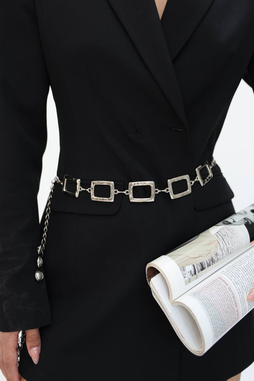 FIO11031 Square Design Chain Shirt Jacket Dress Pants Belt - Image 1