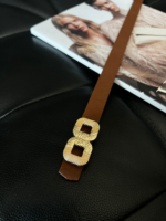 Square Long Silver Buckle Slim Women Belt Jacket Belt Shirt Belt Dress Belt - Image 2