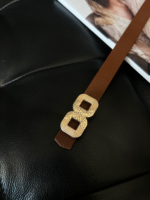 Square Long Silver Buckle Slim Women Belt Jacket Belt Shirt Belt Dress Belt