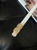 Square Long Silver Buckle Slim Women Belt Jacket Belt Shirt Belt Dress Belt
