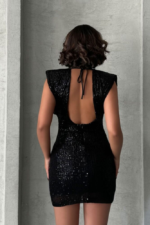 Midnight Glamour Γυναικείο Mini Φόρεμα με Παγιέτες - Image 3