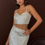 Elysia Γυναικείο Crop Top με Παγιέτες