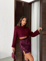 Estelle Γυναικεία Φούστα με Παγιέτες Ψηλόμεσο - Image 2