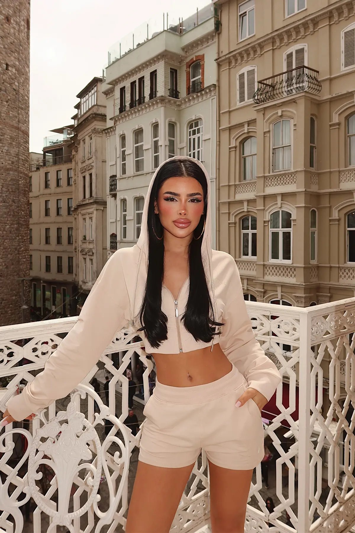 EYO16133 Amelia Cream Cropped Set - Image 1