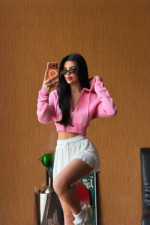 Candy Pink Crop Hoodie - Image 3