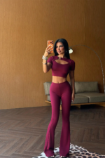 Bordeaux Muse Γυναικείο Σετ Καμπάνα με Cut Out Crop Top