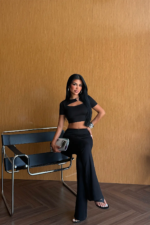 Selena Γυναικείο Σετ Crop Top & Παντελόνι Καμπάνα - Image 2